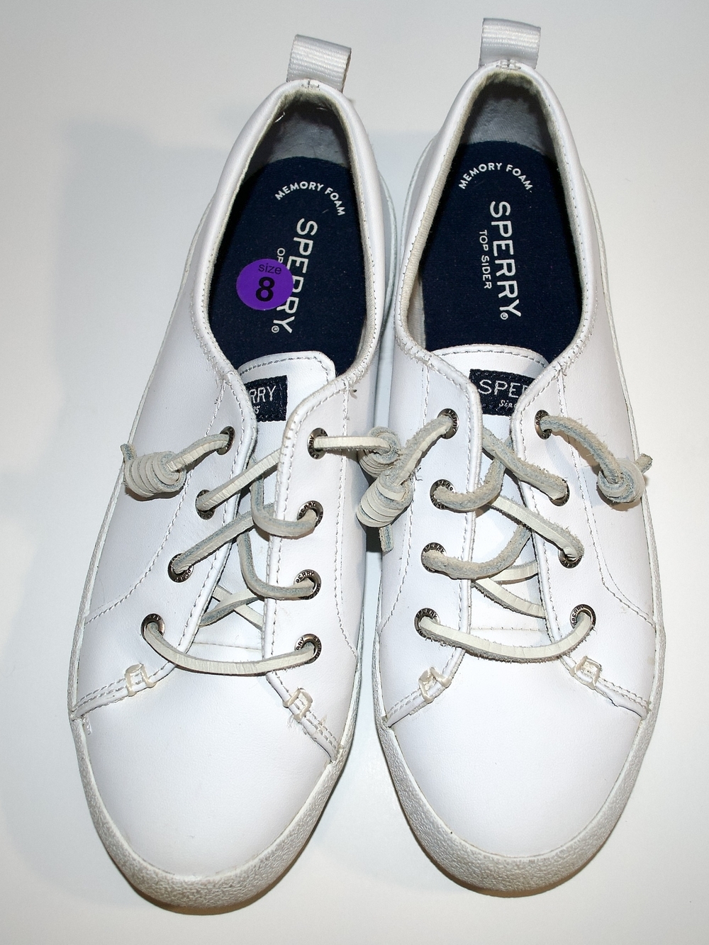 Sperry Top-Sider Women's 8 White Leather Crest Vibe Sneakers Boating Shoes